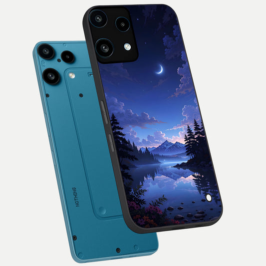Midnight Lake Peace phone case For Nothing Phone 3A Lite showing premium glass back cover with detailed artwork