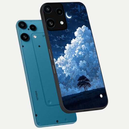 Midnight Sky Serenity phone case For Nothing Phone 3A Lite showing premium glass back cover with detailed artwork
