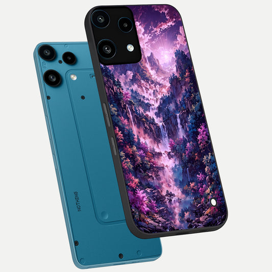 Mystic Cascade Peaks phone case For Nothing Phone 3A Lite showing premium glass back cover with detailed artwork