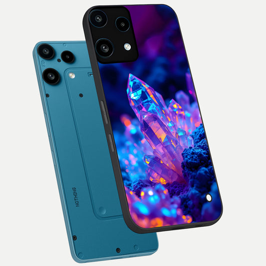 Neon Aura Shards phone case For Nothing Phone 3A Lite showing premium glass back cover with detailed artwork