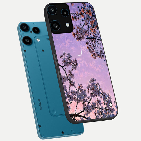 Purple Serenity Moon phone case For Nothing Phone 3A Lite showing premium glass back cover with detailed artwork