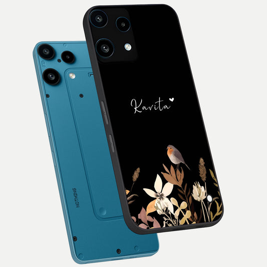 Quiet Garden Tune Custom Name phone case For Nothing Phone 3A Lite showing premium glass back cover with detailed artwork