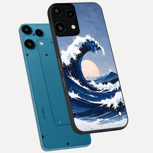 Rising Tide Power phone case For Nothing Phone 3A Lite showing premium glass back cover with detailed artwork