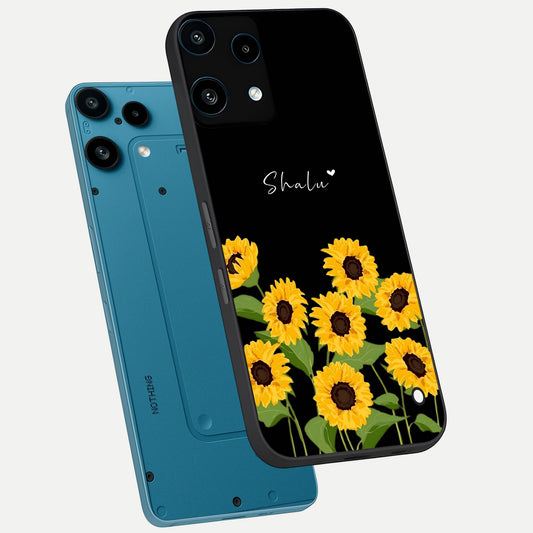 Sunflower Sky Bloom phone case For Nothing Phone 3A Lite showing premium glass back cover with detailed artwork