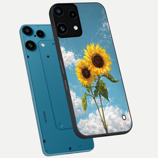 Sunlit Daisy Glow phone case For Nothing Phone 3A Lite showing premium glass back cover with detailed artwork