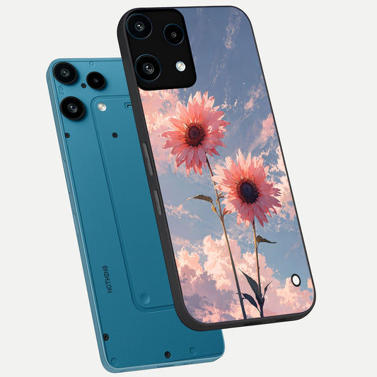 Sun Moon Balance phone case For Nothing Phone 3A Lite showing premium glass back cover with detailed artwork
