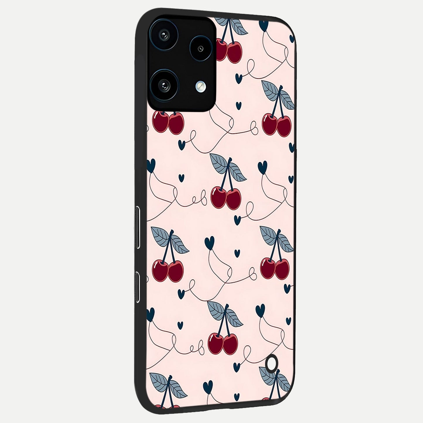 Cherry Heart Line back cover For Nothing Phone 3A Lite slim fit glass case with vibrant aesthetic design