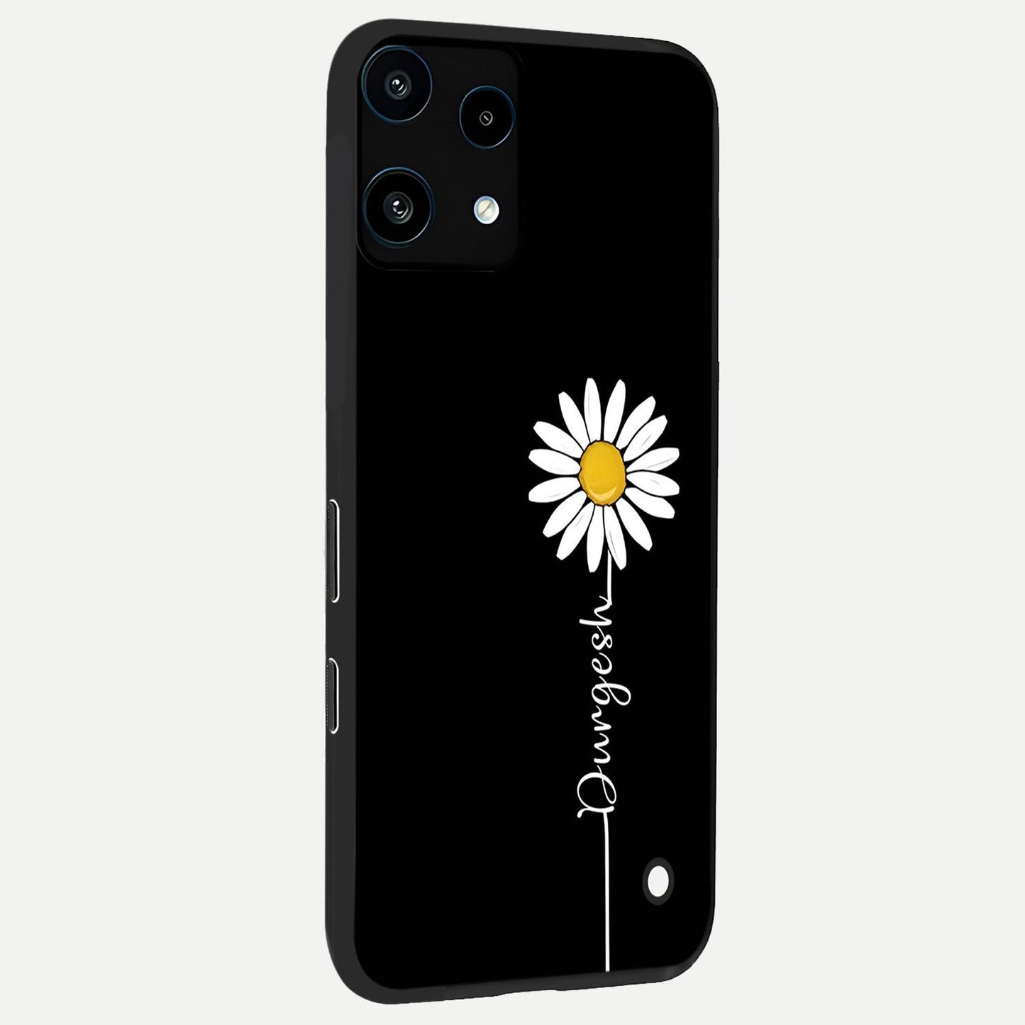 Custom Name White Flower back cover For Nothing Phone 3A Lite slim fit glass case with vibrant aesthetic design