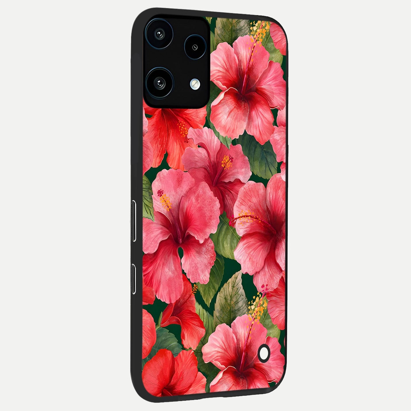 Hibiscus Pattern back cover For Nothing Phone 3A Lite slim fit glass case with vibrant aesthetic design