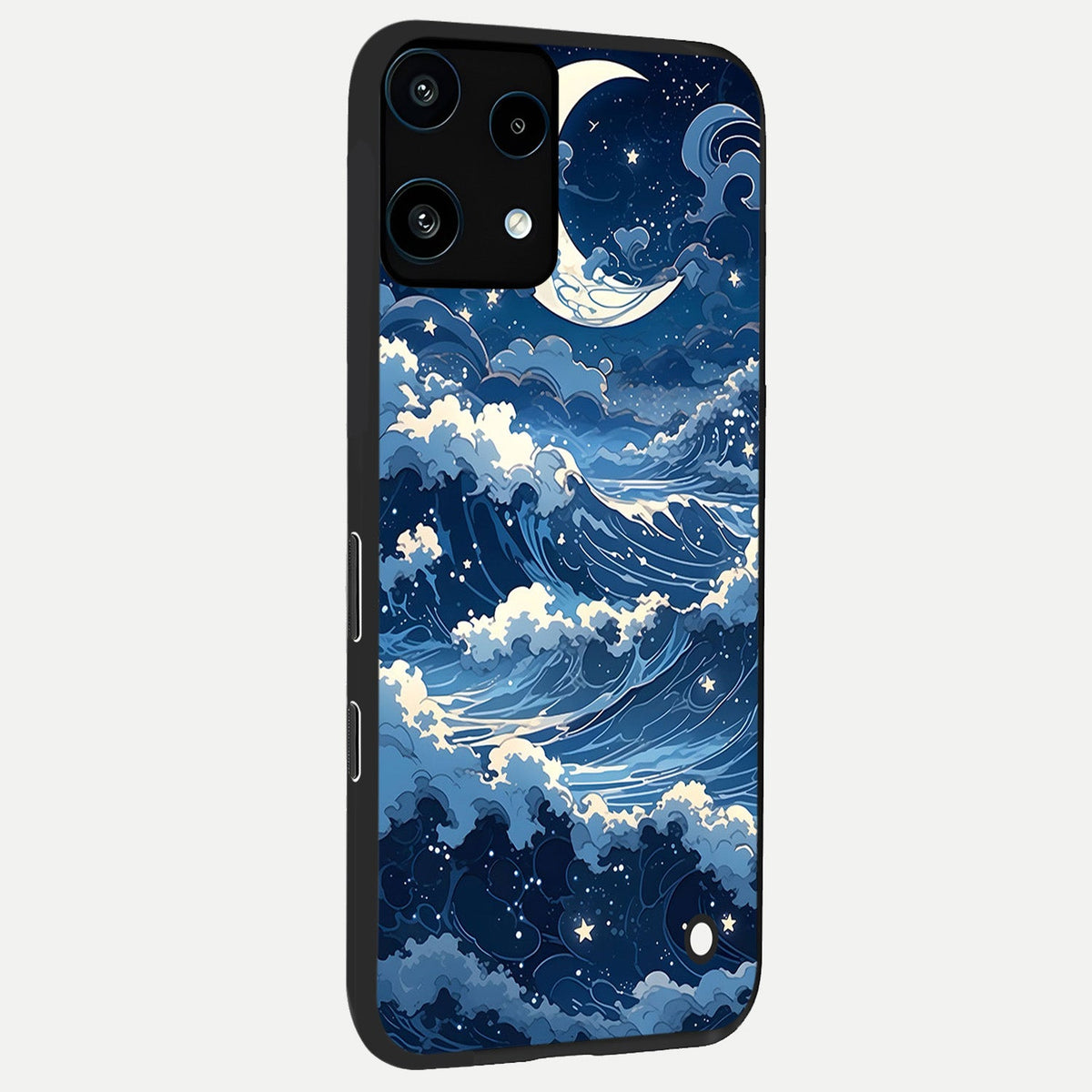 Ocean Moon Waves back cover For Nothing Phone 3A Lite slim fit glass case with vibrant aesthetic design