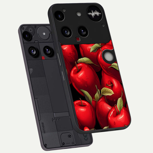Apple Pattern phone case For Nothing Phone 3 showing premium glass back cover with detailed artwork