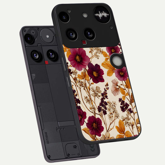Autumn Wine Bloom phone case For Nothing Phone 3 showing premium glass back cover with detailed artwork