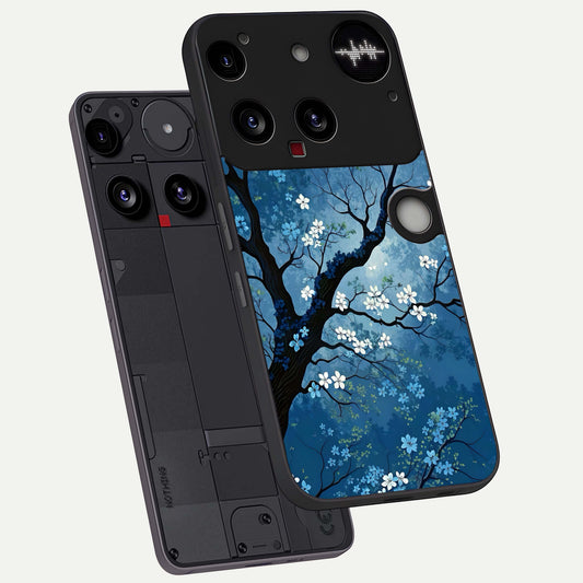 Blue Tree Serenity phone case For Nothing Phone 3 showing premium glass back cover with detailed artwork