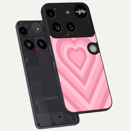 Blush Heart Waves phone case For Nothing Phone 3 showing premium glass back cover with detailed artwork
