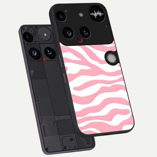Blush Zebra Flow phone case For Nothing Phone 3 showing premium glass back cover with detailed artwork