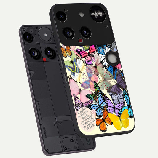 Butterflies Petal Dream phone case For Nothing Phone 3 showing premium glass back cover with detailed artwork