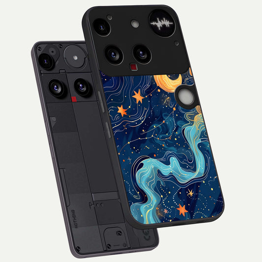 Celestial Dream Flow phone case For Nothing Phone 3 showing premium glass back cover with detailed artwork