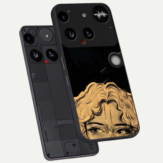 Celestial Gods Plan phone case For Nothing Phone 3 showing premium glass back cover with detailed artwork