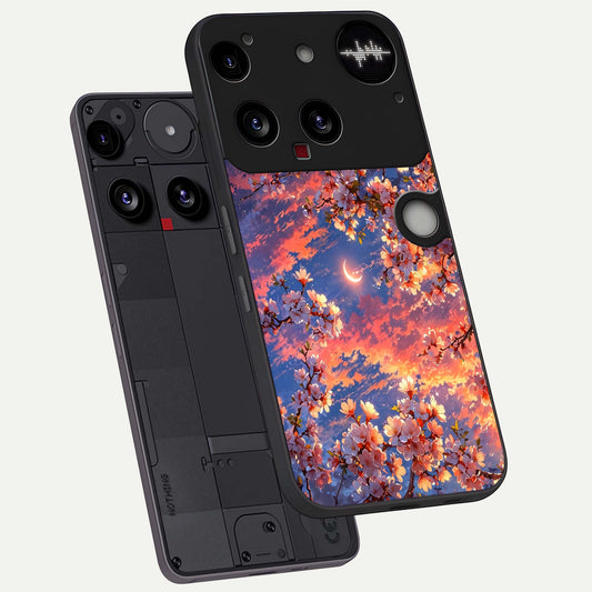 Celestial Sakura Sunset phone case For Nothing Phone 3 showing premium glass back cover with detailed artwork