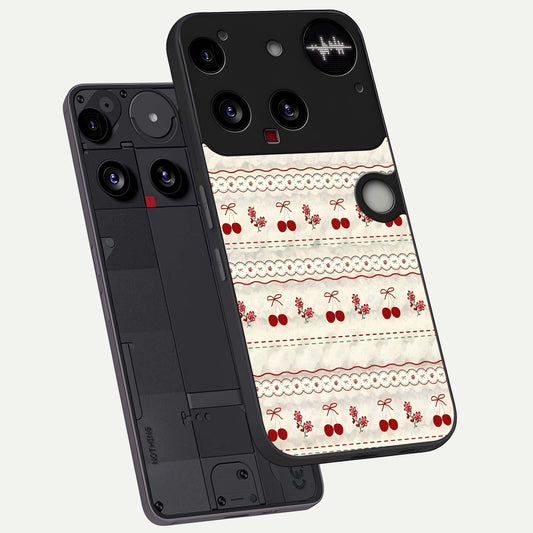 Cherry Bloom Charm phone case For Nothing Phone 3 showing premium glass back cover with detailed artwork