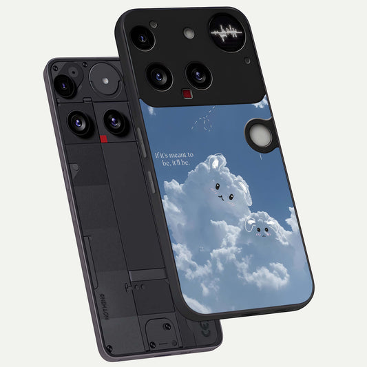Cloud Bunny Dreams phone case For Nothing Phone 3 showing premium glass back cover with detailed artwork