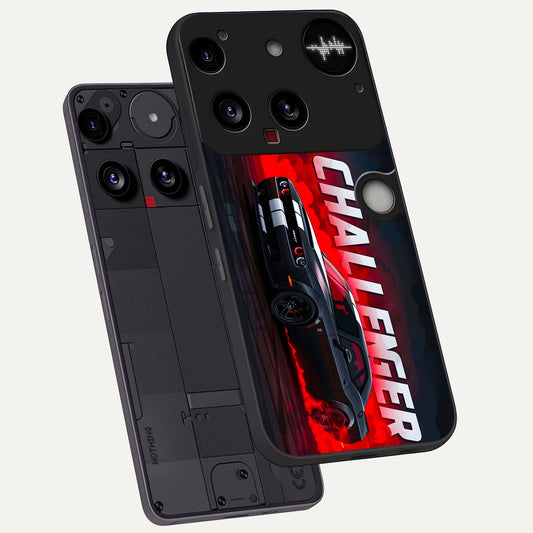 Crimson Challenger Fury phone case For Nothing Phone 3 showing premium glass back cover with detailed artwork