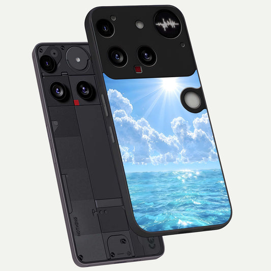Endless Ocean Horizon phone case For Nothing Phone 3 showing premium glass back cover with detailed artwork