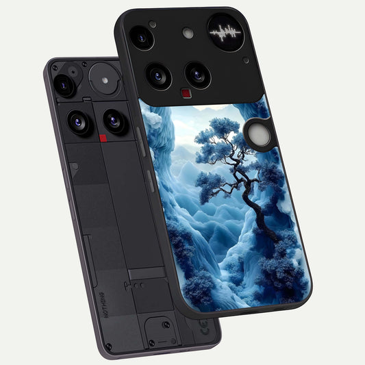 Frozen Serenity Gate phone case For Nothing Phone 3 showing premium glass back cover with detailed artwork