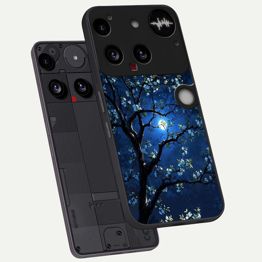 Mystic Floral Night phone case For Nothing Phone 3 showing premium glass back cover with detailed artwork