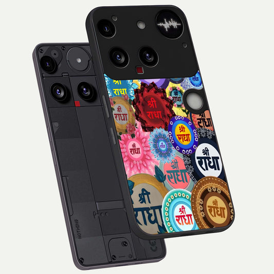 Radha Divine Bloom phone case For Nothing Phone 3 showing premium glass back cover with detailed artwork