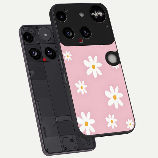 Soft Daisy Bliss phone case For Nothing Phone 3 showing premium glass back cover with detailed artwork
