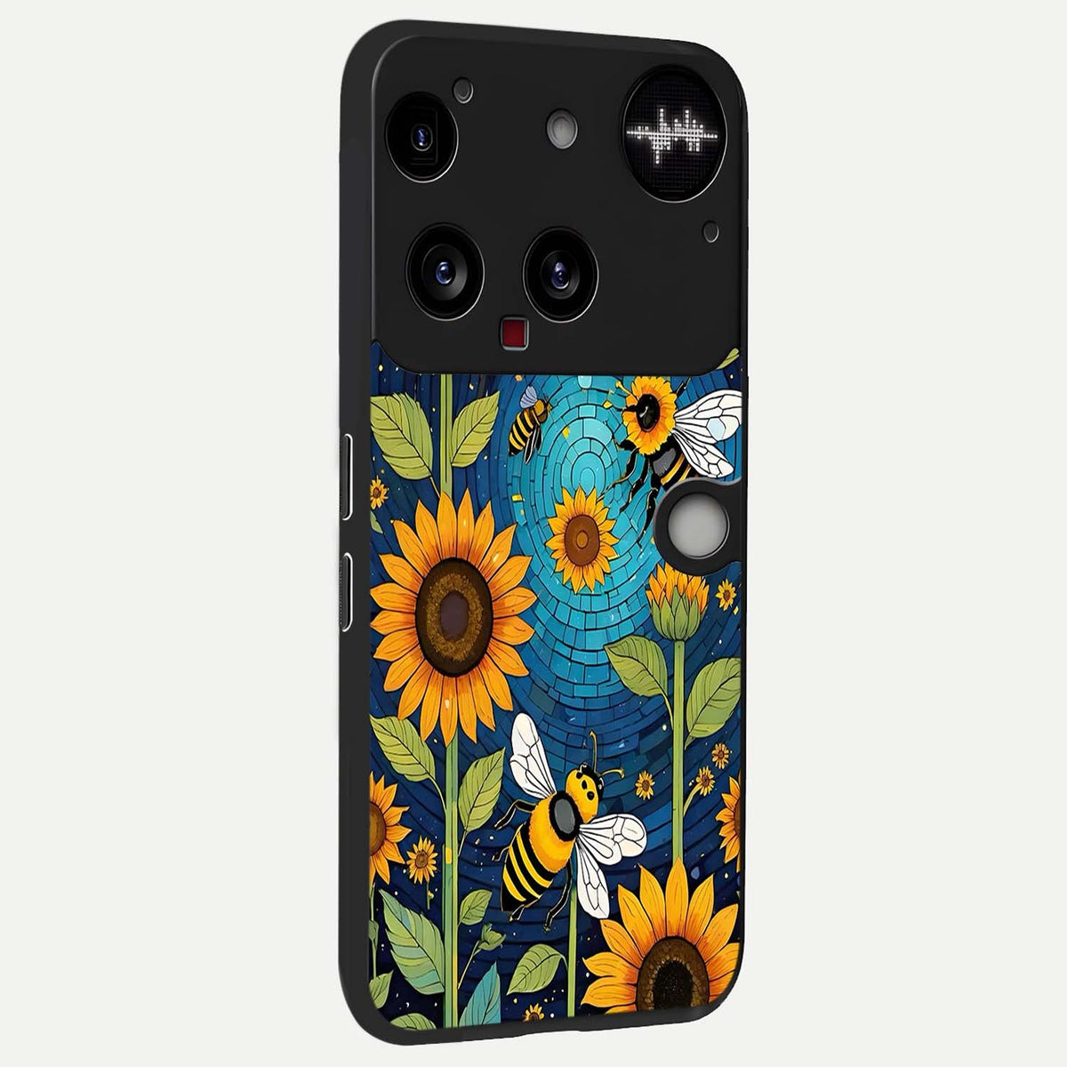 Bees And Sunflowers back cover For Nothing Phone 3 slim fit glass case with vibrant aesthetic design