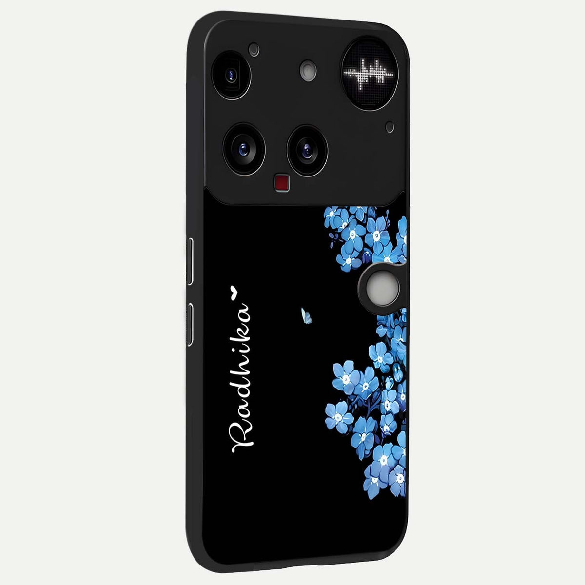 Blue Petal Dream Custom Name back cover For Nothing Phone 3 slim fit glass case with vibrant aesthetic design