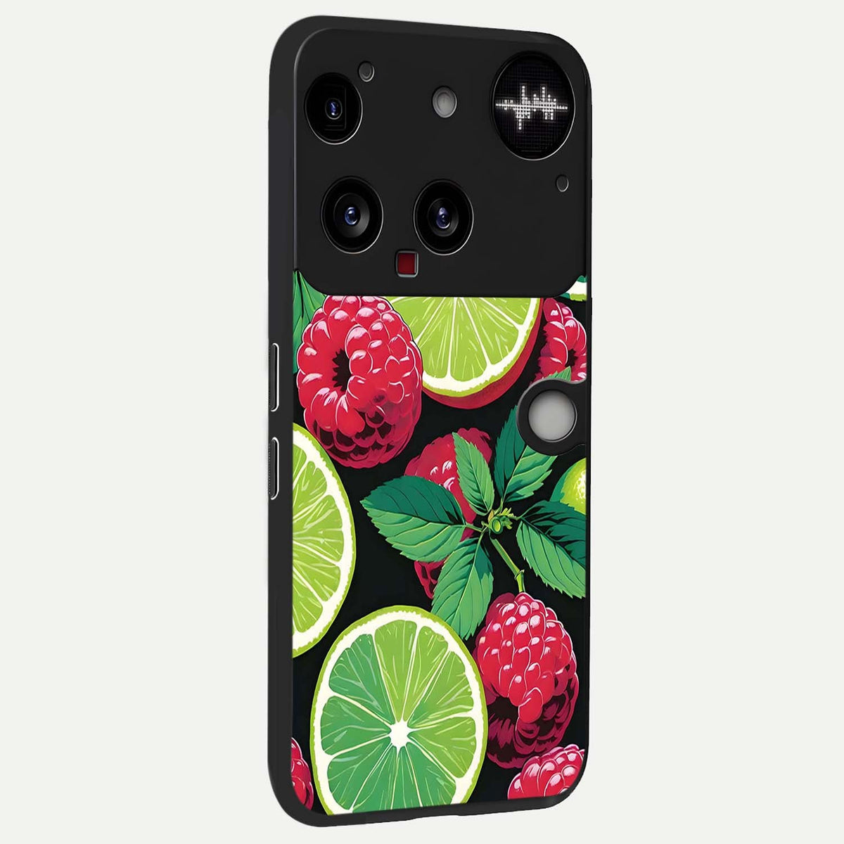 Lime and Raspberry Pattern back cover For Nothing Phone 3 slim fit glass case with vibrant aesthetic design