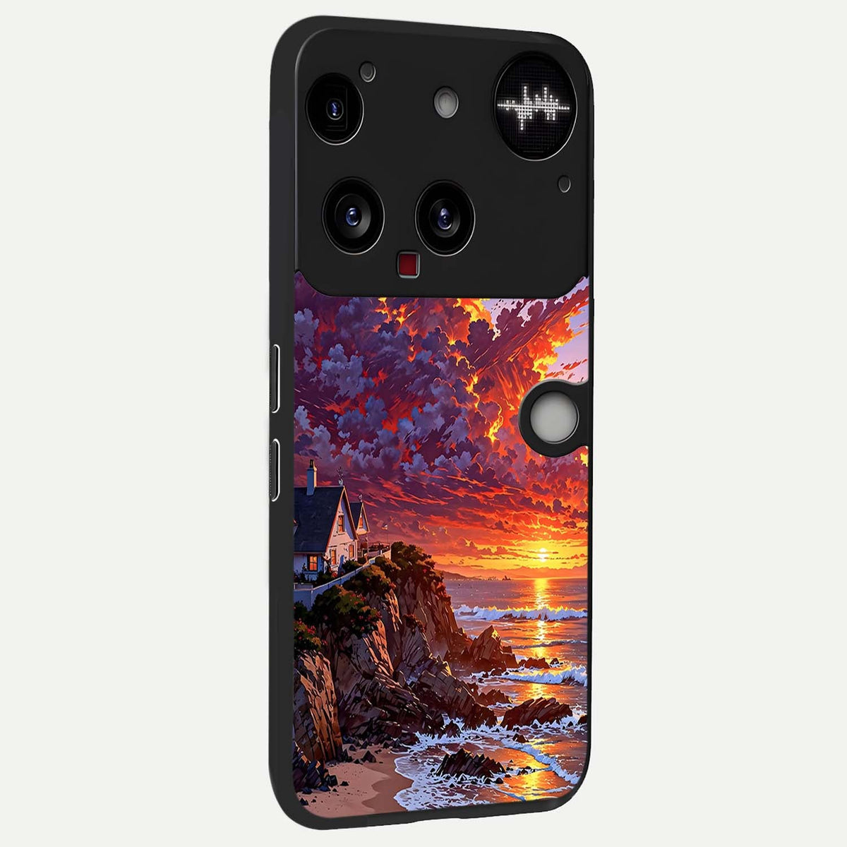 Sunset House By Sea back cover For Nothing Phone 3 slim fit glass case with vibrant aesthetic design