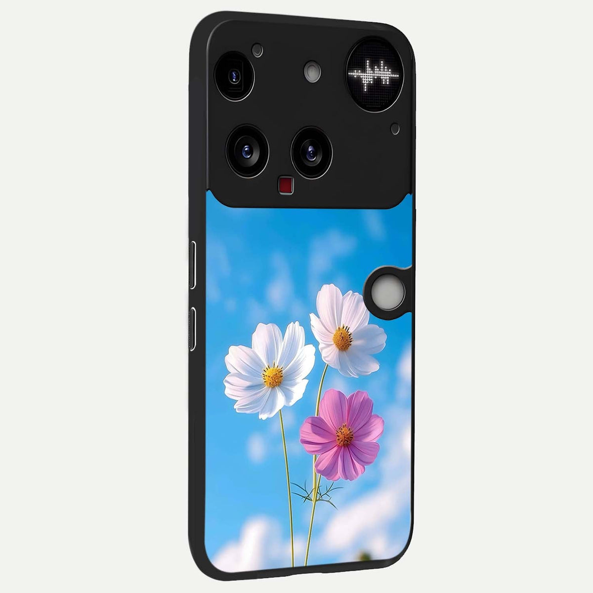 Tripple Flowers With Sky back cover For Nothing Phone 3 slim fit glass case with vibrant aesthetic design
