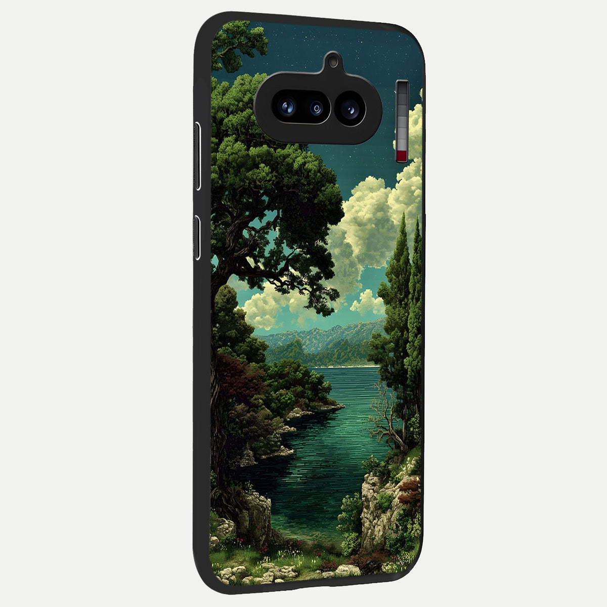 Celestial Lake Peace back cover For Nothing Phone 4A slim fit glass case with vibrant aesthetic design