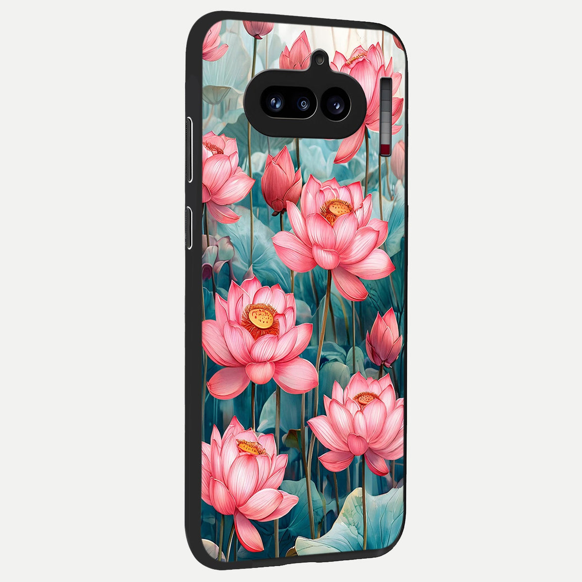 Celestial Pink Lotus back cover For Nothing Phone 4A slim fit glass case with vibrant aesthetic design