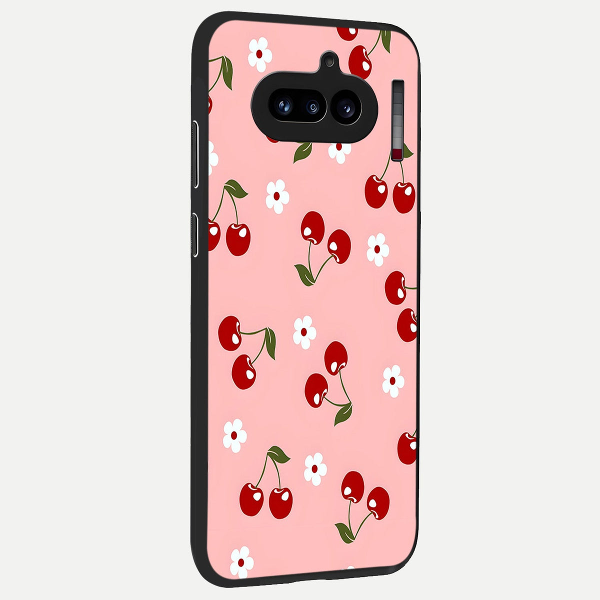 Cherry Love Mood back cover For Nothing Phone 4A slim fit glass case with vibrant aesthetic design