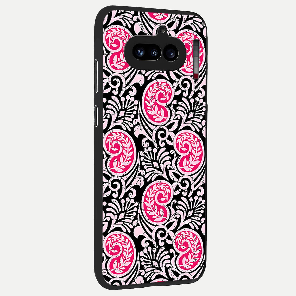 Crimson Paisley Charm back cover For Nothing Phone 4A slim fit glass case with vibrant aesthetic design