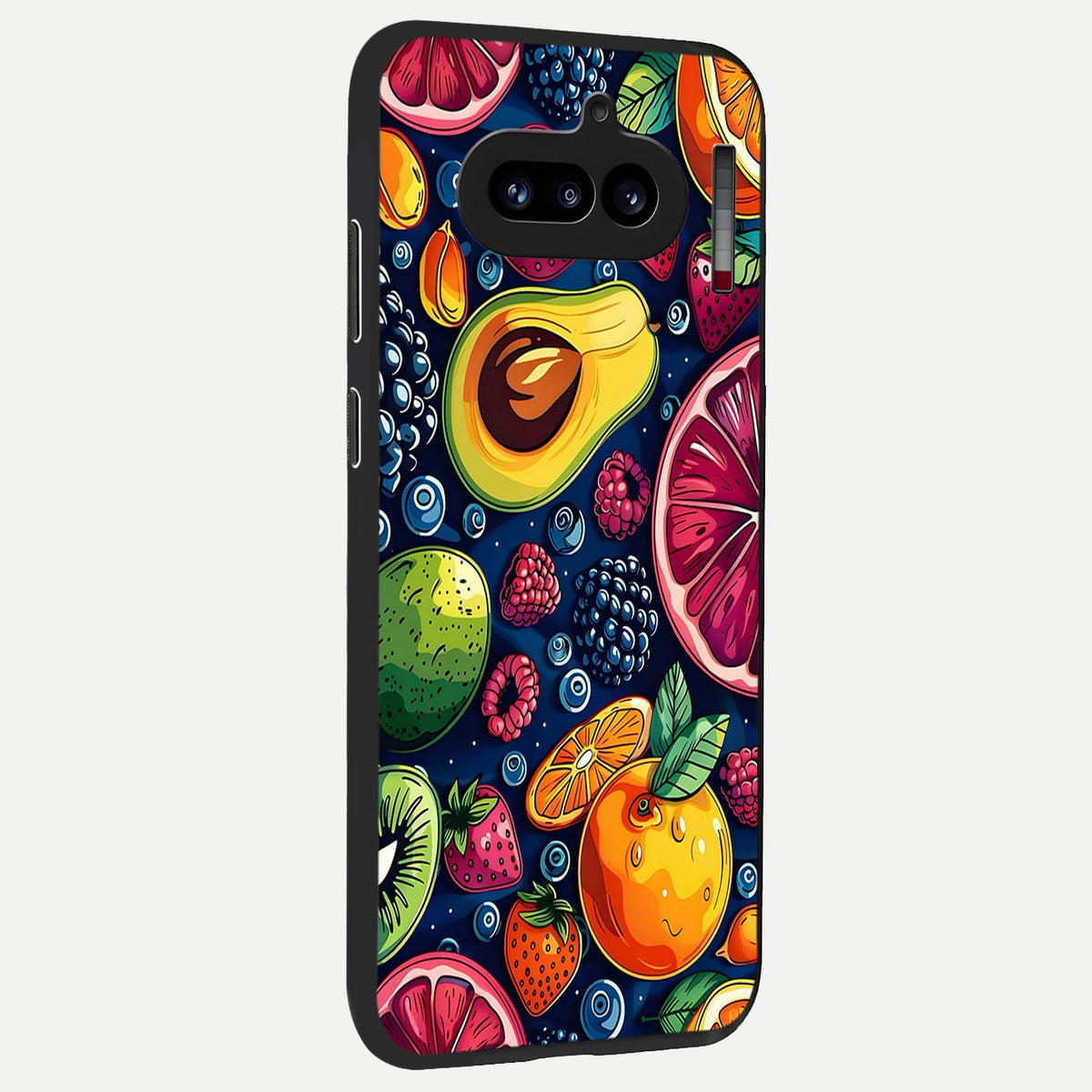 Cute Fruits Art back cover For Nothing Phone 4A slim fit glass case with vibrant aesthetic design