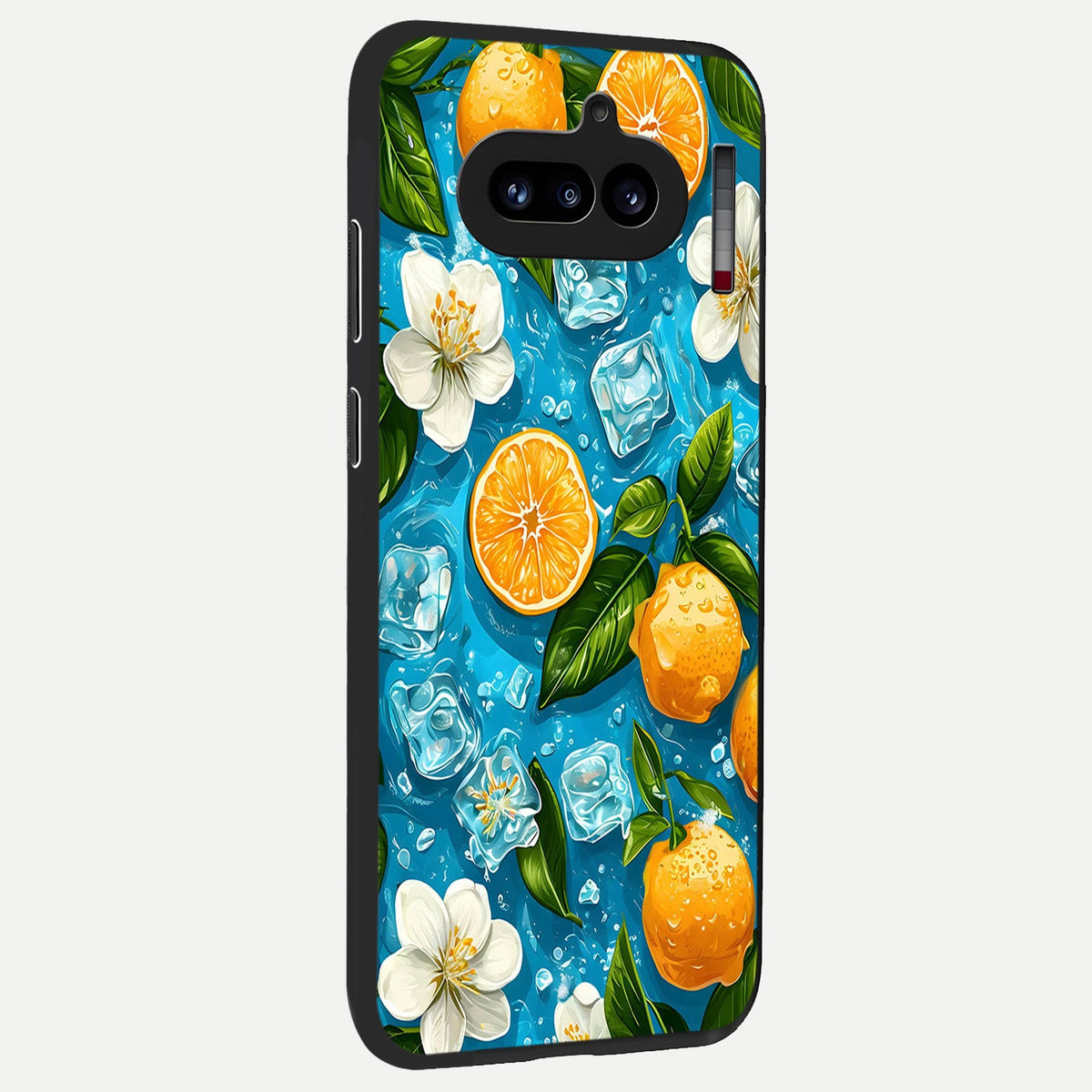 Ice Cube With Orange back cover For Nothing Phone 4A slim fit glass case with vibrant aesthetic design