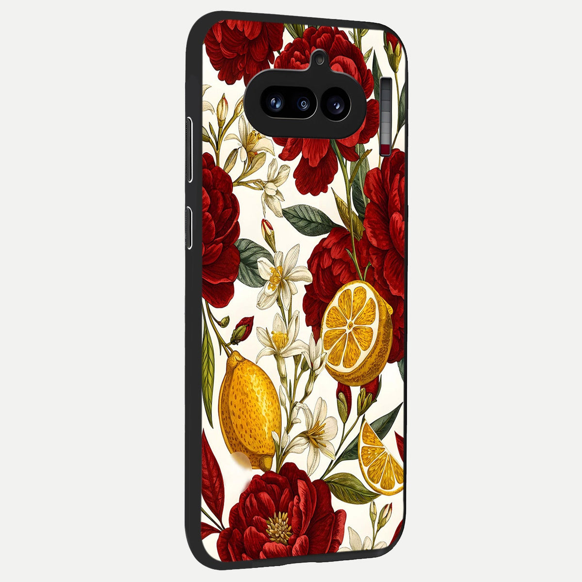 Lemon Rose Charm back cover For Nothing Phone 4A slim fit glass case with vibrant aesthetic design