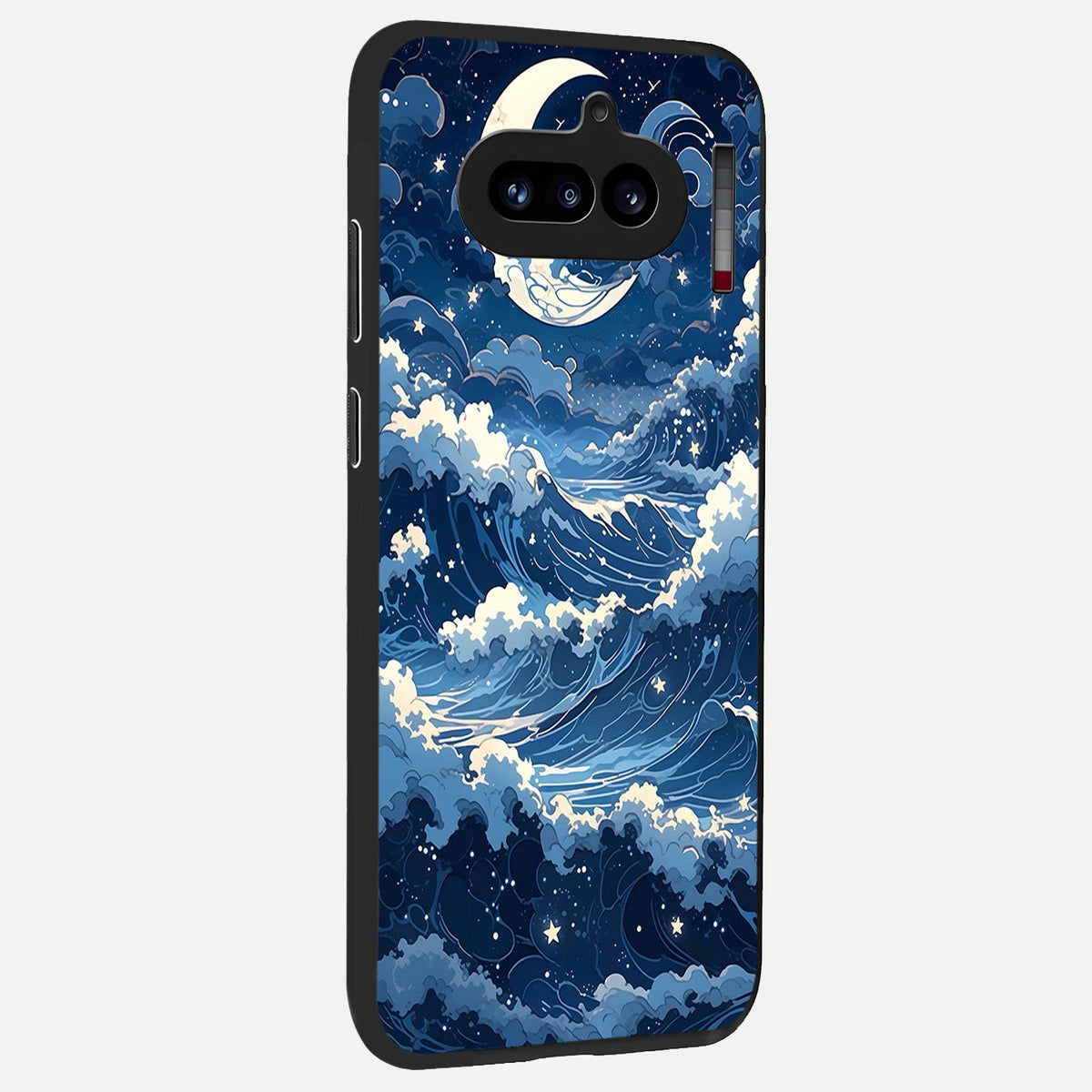 Ocean Moon Waves back cover For Nothing Phone 4A slim fit glass case with vibrant aesthetic design