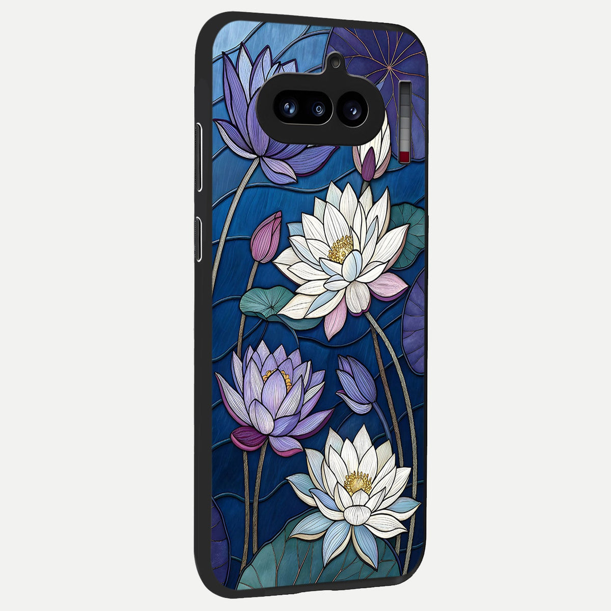 Purple Lotus Stained back cover For Nothing Phone 4A slim fit glass case with vibrant aesthetic design