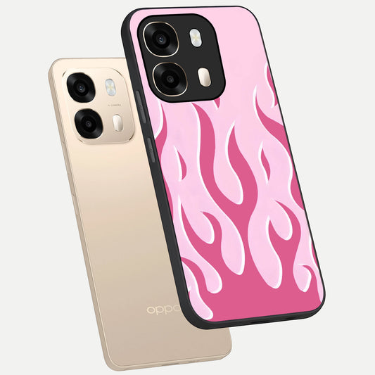 Blush Flame Energy phone case For Oppo A6 showing premium glass back cover with detailed artwork