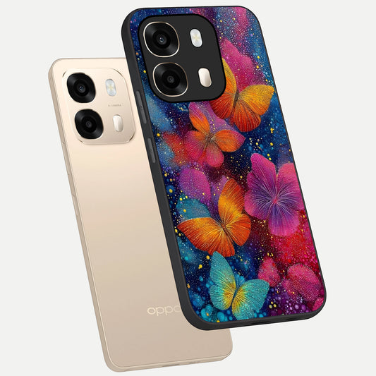 Butterfly Dream Mist phone case For Oppo A6 showing premium glass back cover with detailed artwork