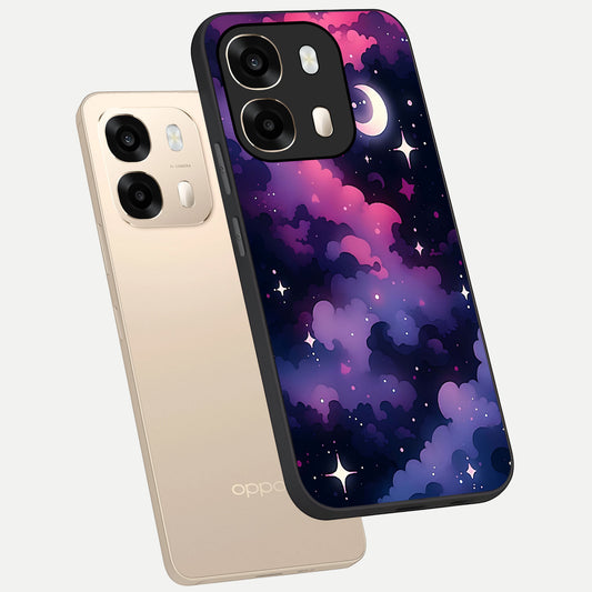 Celestial Moon Magic phone case For Oppo A6 showing premium glass back cover with detailed artwork