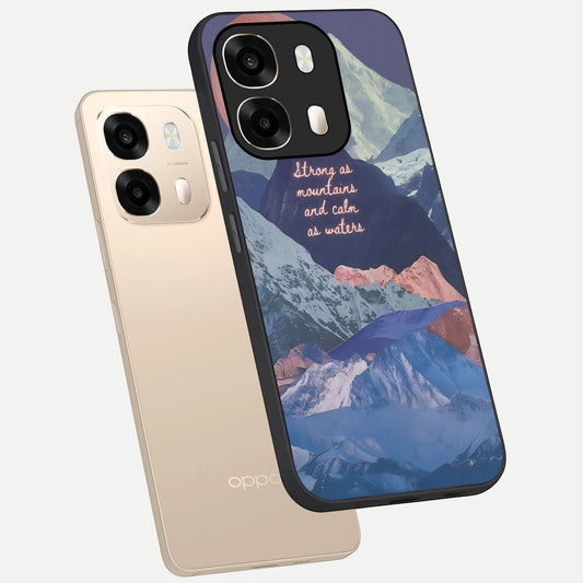 Celestial Mountain Calm phone case For Oppo A6 showing premium glass back cover with detailed artwork