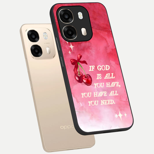 Cherry Quote phone case For Oppo A6 showing premium glass back cover with detailed artwork